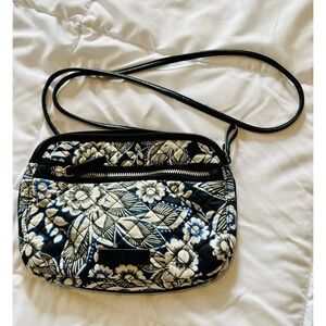 Vera Bradley Small Crossbody Snow Lotus Black Blue Floral